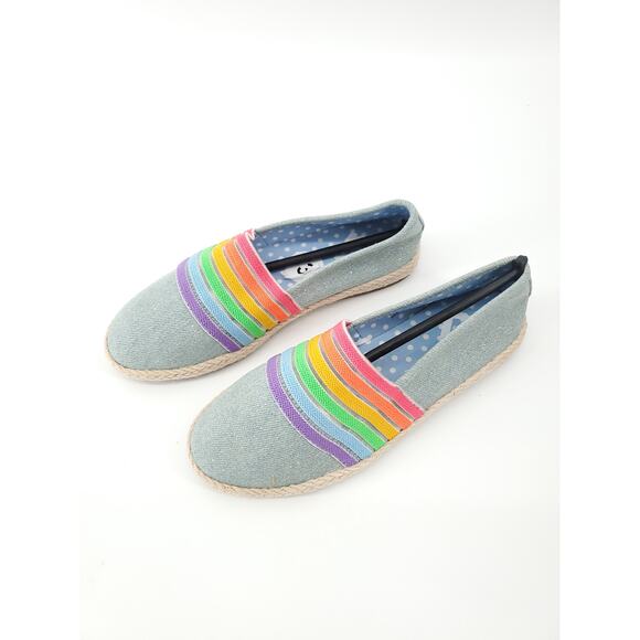 Report Kid Blue Denim Glitter Rainbow Slip-On Espadrilles - 13 - Picture 2 of 7